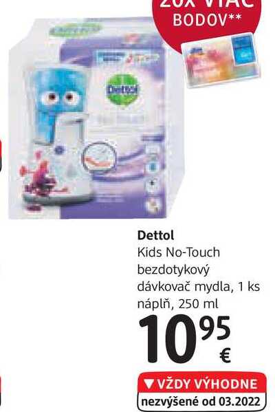 Dettol Kids No-Touch bezdotykový dávkovač mydla, 1 ks náplň, 250 ml 