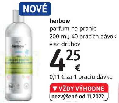 herbow parfum na pranie 200 ml; 40 pracích dávok 