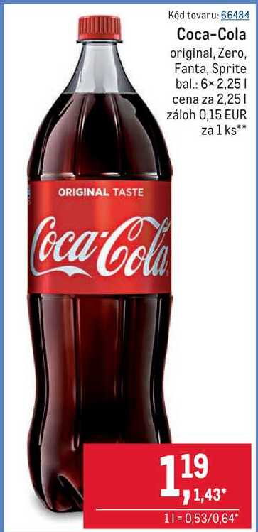 Coca-Cola 2,25 l, vybrané druhy 2.25l