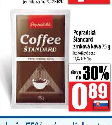 Popradská Standard zrnková káva 75 g