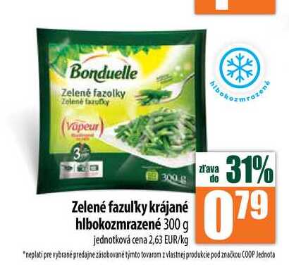 Zelené fazulky krájané hlbokozmrazené 300 g 