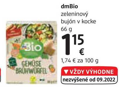 dmBio zeleninový bujón v kocke, 66 g