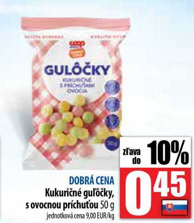 Kukuričné guľôčky, s ovocnou príchuťou 50 g