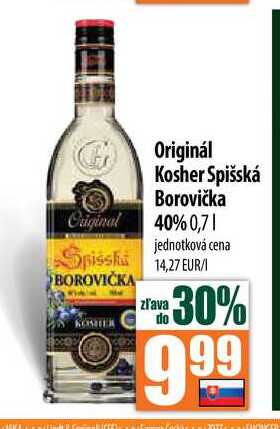 Originál Kosher Spišská Borovička 40% 0,7 l