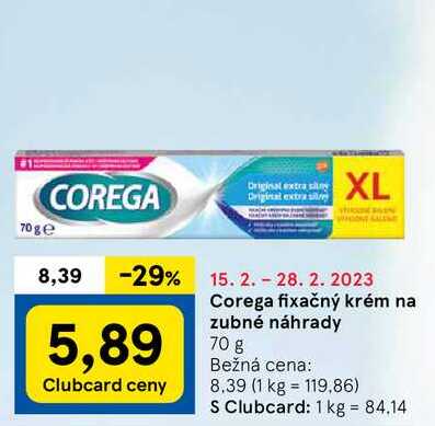 Corega fixačný krém na zubné náhrady, 70 g