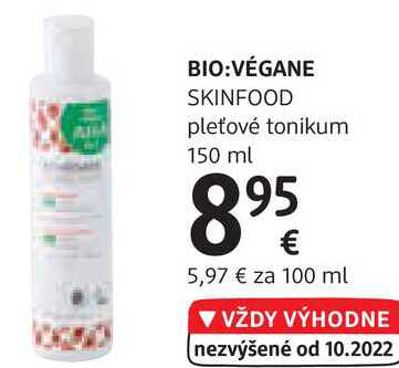 BIO:VÉGANE SKINFOOD pleťové tonikum, 150 ml