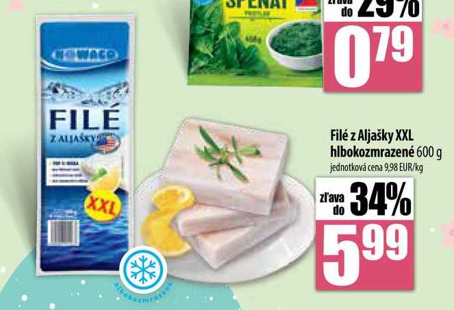Filé z Aljašky XXL hlbokozmrazené 600 g 