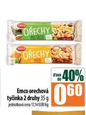 Emco orechová tyčinka 2 druhy 35 g