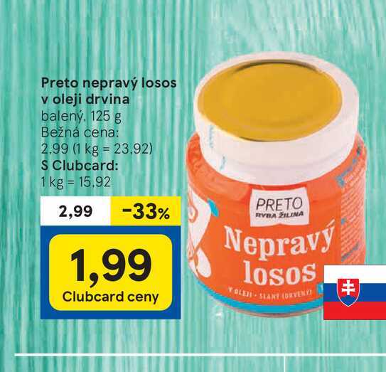 Preto nepravý losos v oleji drvina, 125 g