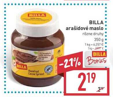BILLA arašidové maslo 350 g 