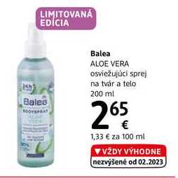 Balea ALOE VERA osviežujúci sprej na tvár a telo, 200 ml