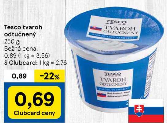 Tesco tvaroh odtučnený, 250 g