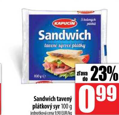 Sandwich tavený plátkový syr 100 g 