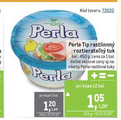Perla Tip rastlinnný roztierateľný tuk 450 g
