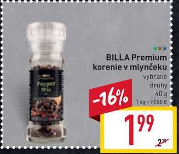 BILLA Premium korenie v mlynčeku 40 g