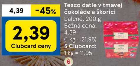 Tesco datle v tmavej čokoláde a škorici, 200 g