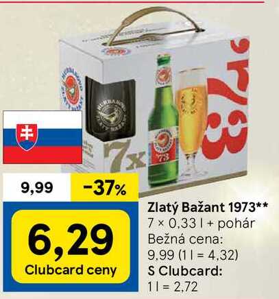 Zlatý Bažant 1973, 7x 0,33 l + pohár