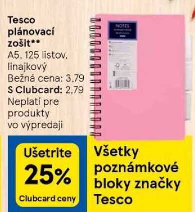 Tesco plánovací zošit