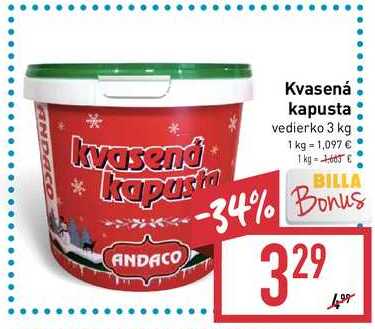 ANDACO Kvasená kapusta vedierko 3 kg