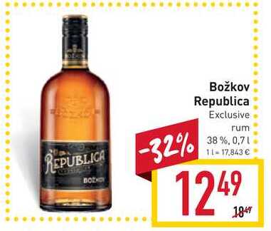Božkov Republica Exclusive rum 38 % 0,7 l 