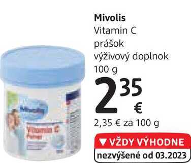 Mivolis Vitamin C prášok, 100 g