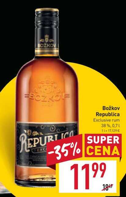 Božkov Republica Exclusive rum 38% 0,7 l