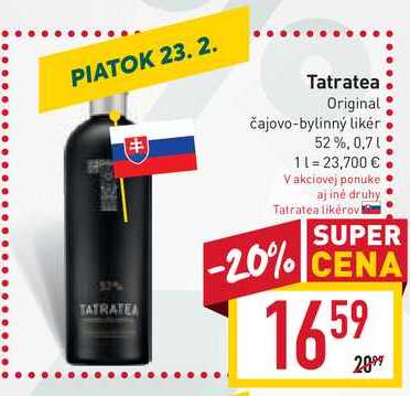 Tatratea Original čajovo-bylinný likér 52% 0,7 l