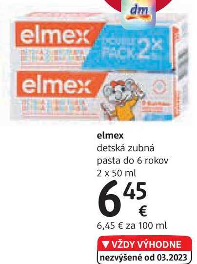 elmex detská zubná pasta, 2x 50 ml 