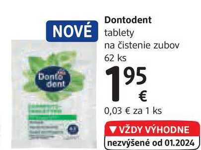 Dontodent tablety na čistenie zubov, 62 ks 