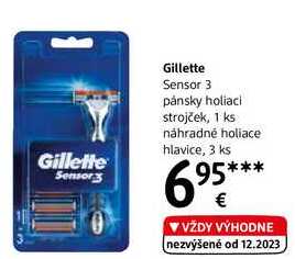 Gillette Sensor 3 pánsky holiaci strojček, 1 ks náhradné holiace hlavice, 3 ks 