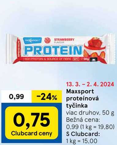 Maxsport proteínová tyčinka, 50 g 