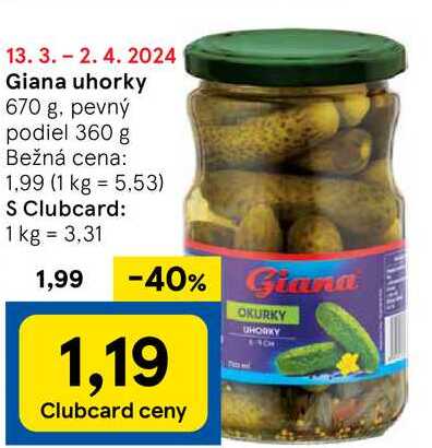 Giana uhorky, 670 g