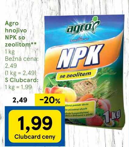 Agro hnojivo NPK so zeolitom, 1 kg 
