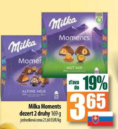 Milka Moments dezert 2 druhy 169 g 
