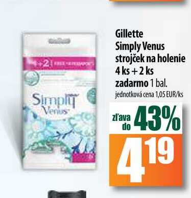 Gillette Simply Venus strojček na holenie 4 ks  