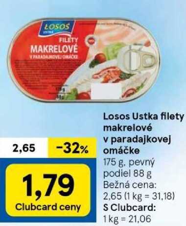 Losos Ustka filety makrelové v paradajkovej omáčke, 175 g