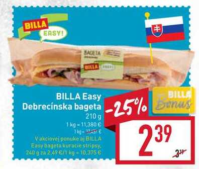 BILLA Easy Debrecínska bageta 210 g 