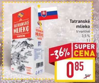 Tami Tatranské mlieko trvanlivé 3,5% 1 l