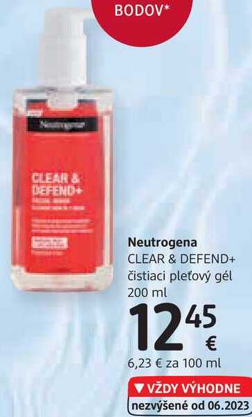 Neutrogena CLEAR & DEFEND+ čistiaci pleťový gél, 200 ml 