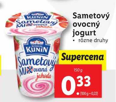 Sametový ovocný jogurt  150 g