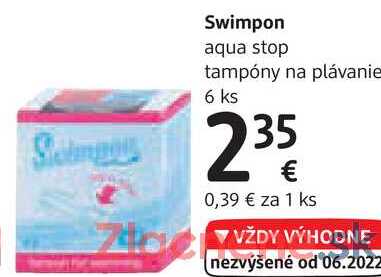 Swimpon aqua stop tampóny na plávanie, 6 ks 