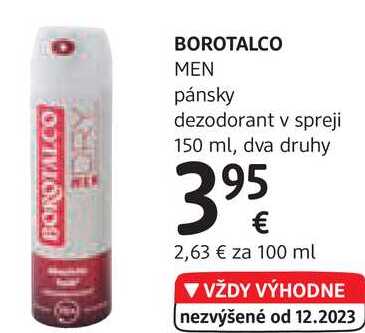 BOROTALCO MEN pánsky dezodorant v spreji, 150 ml