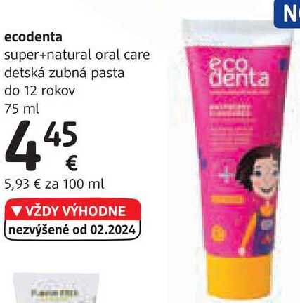 ecodenta super+natural oral care detská zubná pasta do 12 rokov, 75 ml 