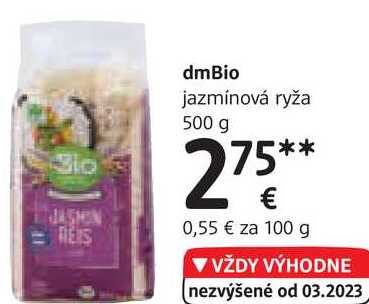 dmBio jazmínová ryža, 500 g 