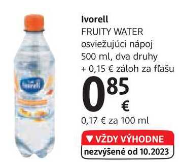 Ivorell FRUITY WATER osviežujúci nápoj, 500 ml