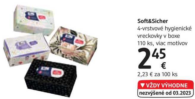 Soft&Sicher 4-vrstvové hygienické vreckovky, 110 ks