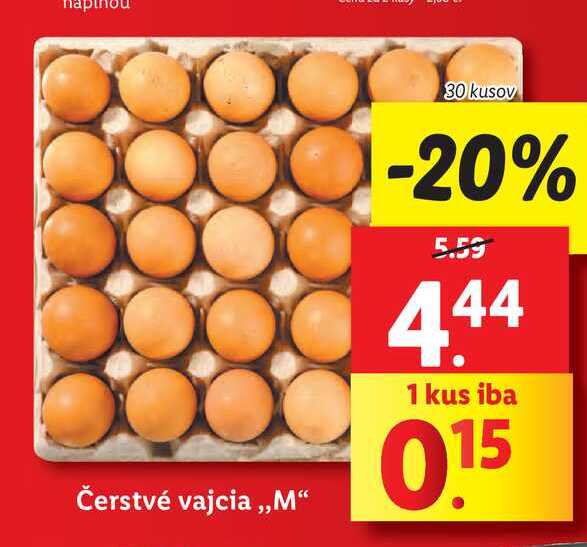 Čerstvé vajcia,,M" 30 kusov