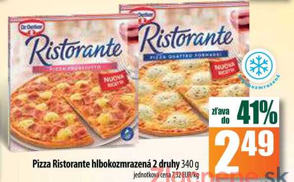 Pizza Ristorante hlbokozmrazená 2 druhy 340 g