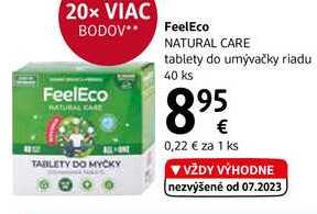 FeelEco NATURAL CARE tablety do umývačky riadu, 40 ks 