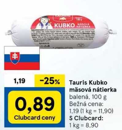 Tauris Kubko mäsová nátierka, 100 g